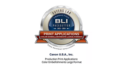 <h2 dir="ltr">Canon U.S.A., Inc. Honored with the Prestigious BLI 2023-2024 Pacesetter Award in Production Print Applications: Color Embellishments Large Format from Keypoint Intelligence</h2>
