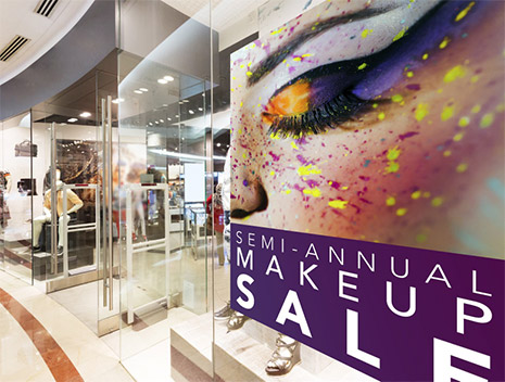 Image of a interior décor window graphics hanging in a store window